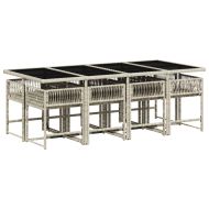 Градински трапезен комплект 9 части с възглавници светлосив