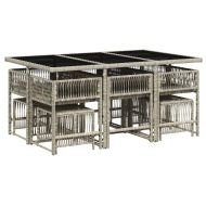 Градински комплект с възглавници 11 части, светлосив полиратан