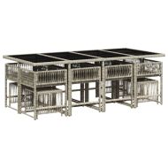 Градински комплект от 13части с възглавници светлосив полиратан