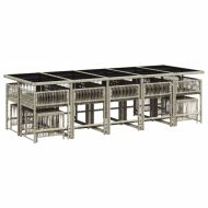 Градински комплект с възглавници 15 части полиратан светлосив