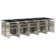 Градински комплект с възглавници 11 части, светлосив полиратан