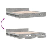 Рамка за легло с чекмеджета, бетонно сива, 180x200 см