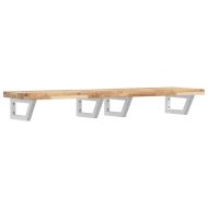 Стенен рафт за мивка, стомана и масивно дърво акация