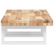 Стенен рафт за мивка, стомана и масивно дърво акация