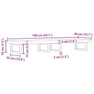 Стенен рафт за мивка, стомана и масивно дърво акация