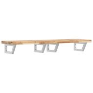 Стенен рафт за мивка, стомана и масивно дърво акация