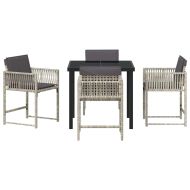 Комплект за хранене в градината 5 pcs Светлосиво полиратан