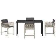 Комплект за хранене в градината 5 pcs Светлосиво полиратан