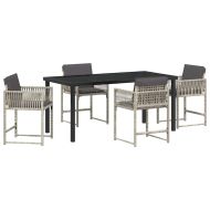 Комплект за хранене в градината 5 pcs Светлосиво полиратан