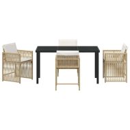 Комплект за хранене в градината 5 pcs Бежово полиратан