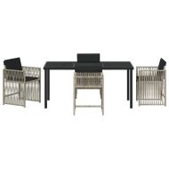 Комплект за хранене в градината 5 pcs Светлосиво полиратан