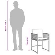 Градински столове с възглавници, 4 бр, светлосиви, полиратан
