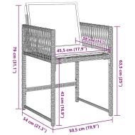 Градински столове с възглавници, 4 бр, светлосиви, полиратан