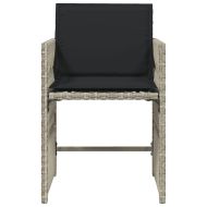 Градински столове с възглавници, 4 бр, светлосиви, полиратан