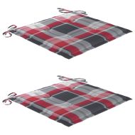 Градински столове, 2 бр, възглавници на червено каре, тик масив