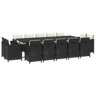 Градински комплект с възглавници 15 части полиратан черен