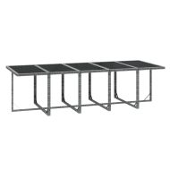 Градински трапезен комплект 11 части възглавници полиратан сив