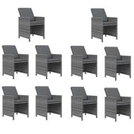 Градински комплект с възглавници 15 части полиратан сив