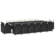 Градински комплект с възглавници 17 части полиратан черен