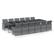 Градински трапезен комплект 13 части възглавници полиратан сив