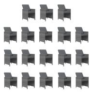 Градински трапезен комплект възглавници 19 части полиратан сив