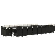 Градински комплект с възглавници 21 части полиратан черен