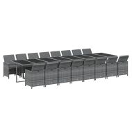 Градински комплект с възглавници 17 части полиратан сив