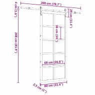 Преплъзваща се врата Кафяво 80 x 208 см Борово дърво масив