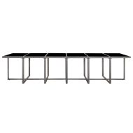 Градински комплект с възглавници, 17 части, полиратан, сив