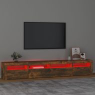 ТВ шкаф с LED осветление, опушен дъб, 240x35x40 см