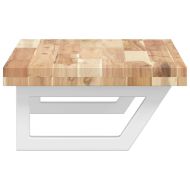 Стенен рафт за мивка, стомана и масивно дърво акация