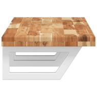 Стенен рафт за мивка, стомана и масивно дърво акация