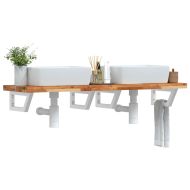 Стенен рафт за мивка, стомана и масивно дърво акация