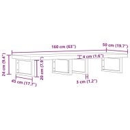 Стенен рафт за мивка, стомана и масивно дърво акация