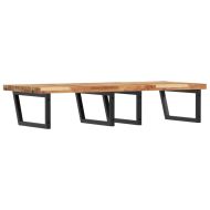 Стенен рафт за мивка, стомана и масивно дърво акация