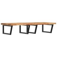 Стенен рафт за мивка, стомана и масивно дърво акация