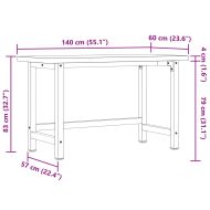 Работна маса, 140x60x83 см, масивно дърво акация, правоъгълна