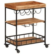 Бар количка 60x40x80 см масивно дърво акация и желязо