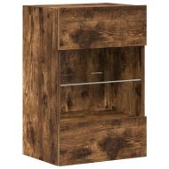 Стенни шкафове с LED светлини за телевизор, 2 бр, опушен дъб, 40x30x60,5 см