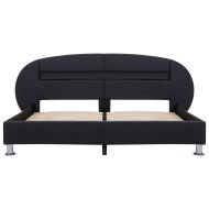 Рамка за легло с LED, черна, изкуствена кожа, 180x200 cм