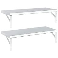 Стенни рафтове 2 бр 75x30 см сребристи неръждаема стомана