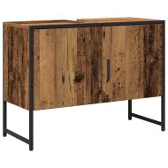 Комплект мебели за баня с врата 2 pcs Кафяво Инженерно дърво