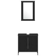 Комплект мебели за баня с рафт 3 pcs Черно Инженерно дърво