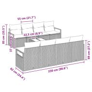 Комплект дивани с възглавница 7 pcs Бежово и сиво полиратан