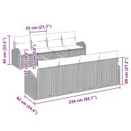 Градински Софа Комплект 9 pcs Черно Полиратан