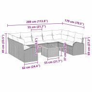 Градински Софа Комплект с възглавница 10 pcs Бежово Полиратан