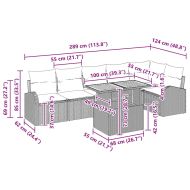 Градински Софа Комплект с възглавница 7 pcs Сив