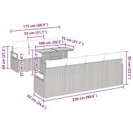 Градински Софа Комплект с възглавница 8 pcs Сив и кафяв