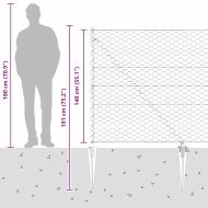 Оградa с колчета Сив 1.4 x 50 m Покрит със PVC стомана