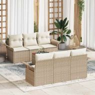 Градински Софа Комплект с възглавница 7 pcs Бежов и кремав